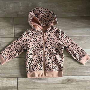 Cat & Jack Pink Leopard Print Hooded Zip-Up Sweatshirt NWOT